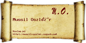 Mussil Oszlár névjegykártya